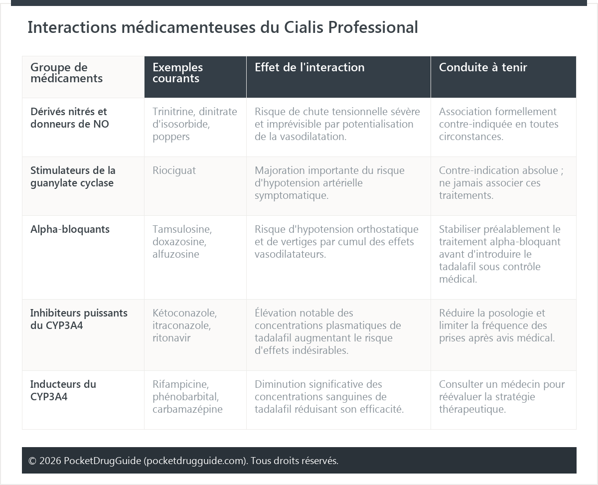 Interactions médicamenteuses du Cialis Professional
