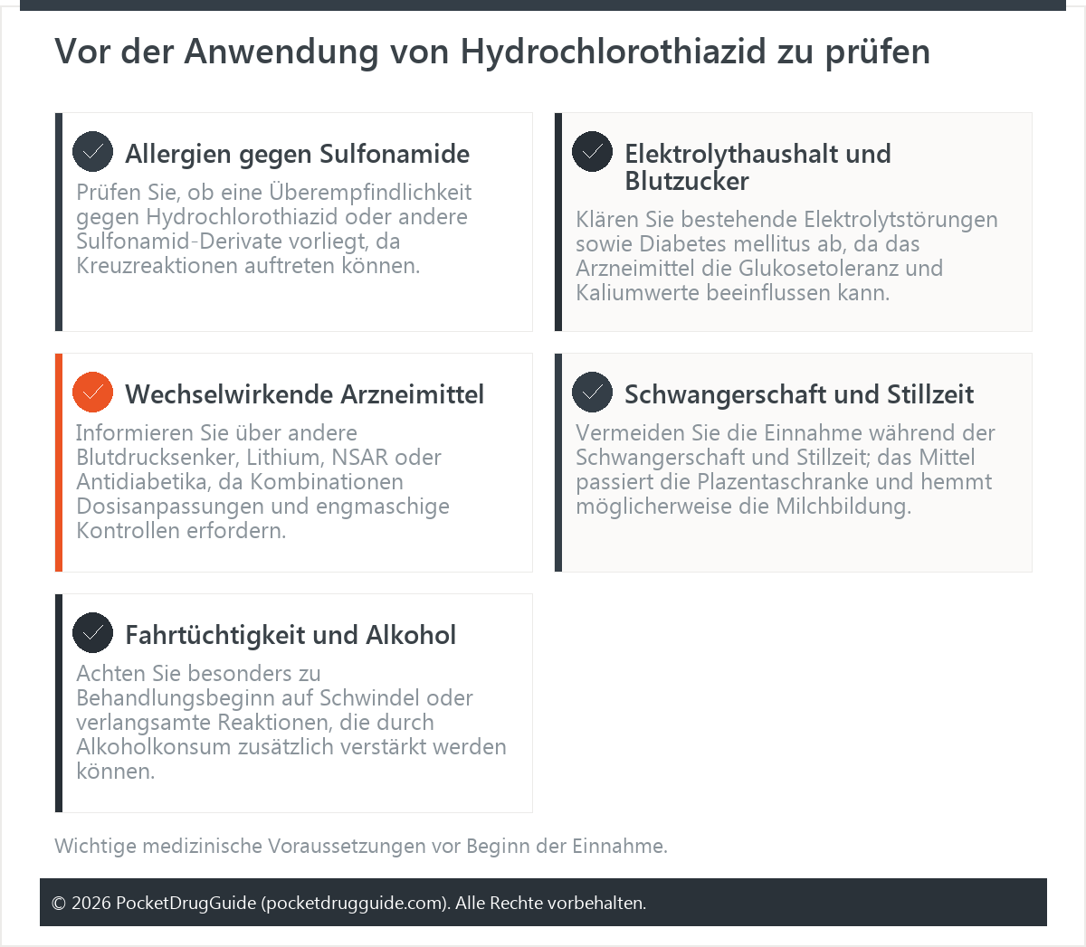 Vor der Anwendung von Hydrochlorothiazid zu prüfen