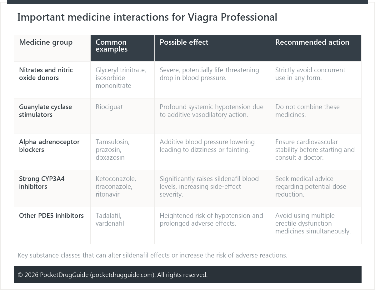 Important medicine interactions for Viagra Professional